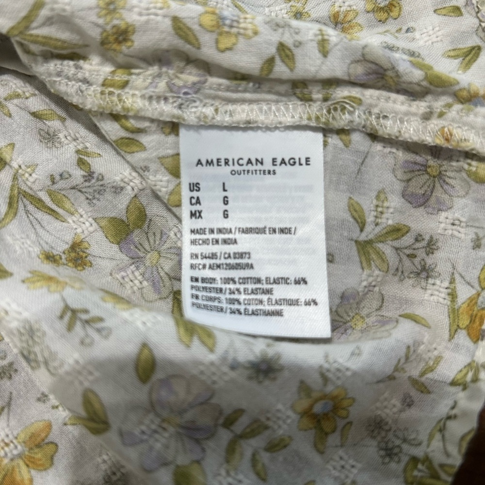 American Eagle Outfitters Floral Smocked Blouse - Cream and Yellow - Picture 5 of 5